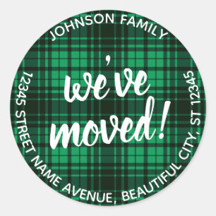 Modern Script We've Moved Green Address Label