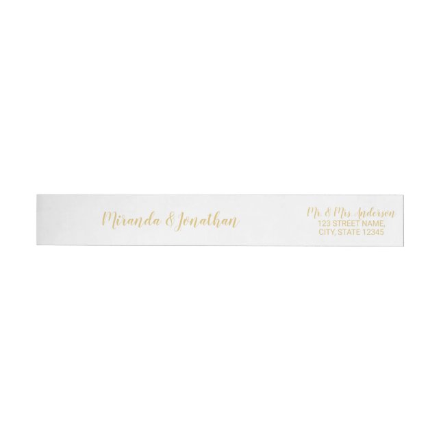 Modern Script White and Gold Wedding Wrap Around Label (Individual)