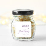 Modern Script White and Lavender | Wedding Square Sticker<br><div class="desc">These elegant,  minimalist wedding stickers feature colourful,  lavender modern script typography and clean,  sans serif text on a white background,  for a simple and stylish design you will love.</div>