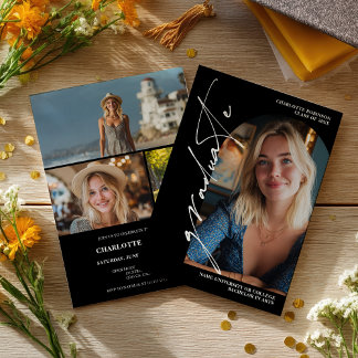 Modern Script white graduate photo graduation Invitation