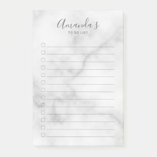 Modern Script White Marble To Do List Post-it Not Notes