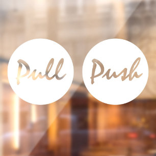 Modern Script White PUSH Business Window Decal