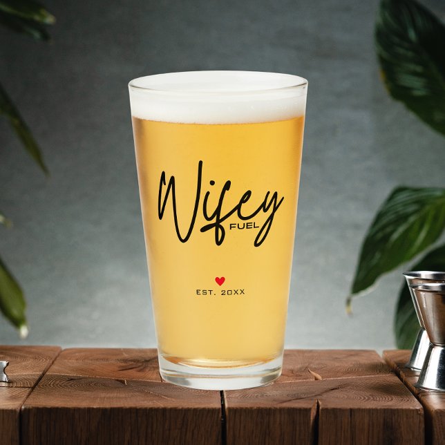 Modern Script Wifey Fuel Established Date Glass (Creator Uploaded)