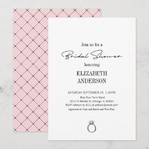 Modern Script With Ring Bridal Shower Invitation
