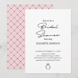 Modern Script With Ring Bridal Shower Invitation