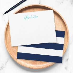 Modern Script with White Stripes and Custom Colour Card