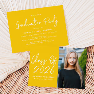 Modern Script Yellow 2025 Graduation Party Invitation