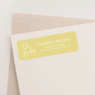 Modern Script Yellow Oh Baby Simple Return Address
