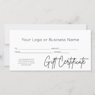 Modern Script Your Logo Business Gift Certificate