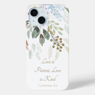 Modern Scripture Watercolor Floral White iPhone 15 Case