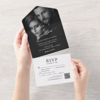 Modern Scripty Black and White Photo QR Code