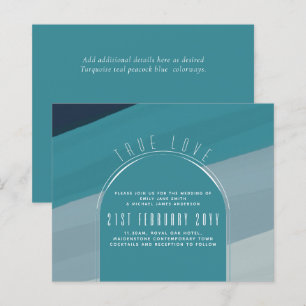 Modern Sea Glass Ocean Peacock Blue Teal Wedding