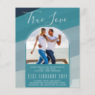 Modern Sea Glass Ocean Peacock Blue Teal Wedding Flyer