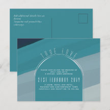 Modern Sea Glass Ocean Peacock Blue Teal Wedding