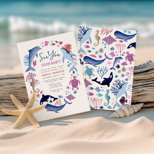 Modern Sea You Soon Under the Sea baby shower Invitation