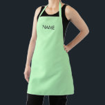 Modern seafoam mint green custom name text apron<br><div class="desc">Minimalist modern seafoam mint green custom name text monogram kitchen Apron.
Customisable black text,  seafoam mint green solid plain colour background.

Great for cooks,  chefs,  pottery,  ceramics,  crafts,  work,  kitchen,  baking,  bbq,  grill,  and also businesses and stores,  etc</div>