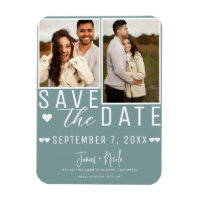 Modern Seafoam Save the Date 2 Photo Wedding