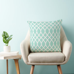 Modern Seafoam Trellis Framework Pattern Cushion
