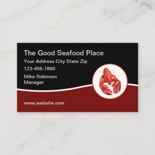 Modern Seafood Restaurant Lobster Theme Business Card