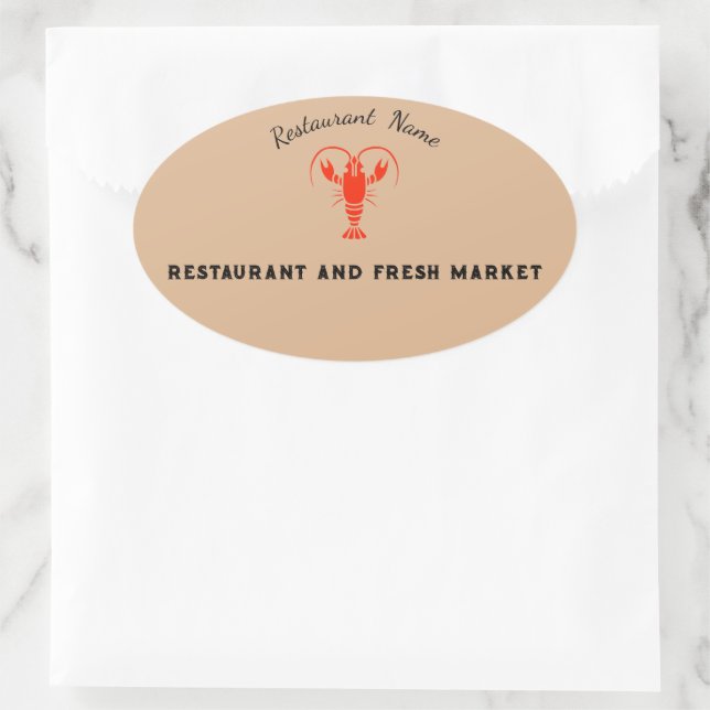 Modern seafood Restaurant & Market crayfish name Oval Sticker (Bag)