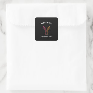 Modern seafood welcome crawfish Lobster Name Square Sticker