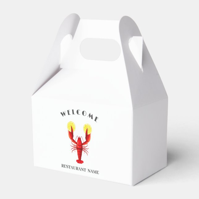Modern seafood welcome Lobster lemonade Lime name Favour Box (Front Side)