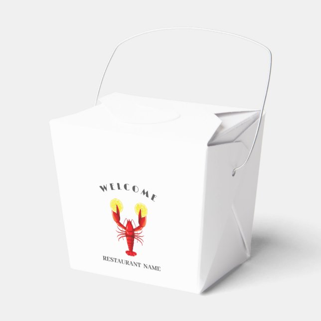 Modern seafood welcome Lobster Lime custom name Favour Box (Front Side)