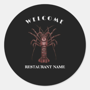 Modern seafood welcome Lobster Restaurant logo nam Classic Round Sticker