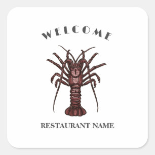 Modern seafood welcome Lobster Restaurant logo nam Square Sticker