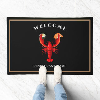 Modern seafood welcome Lobster sushi custom name Doormat