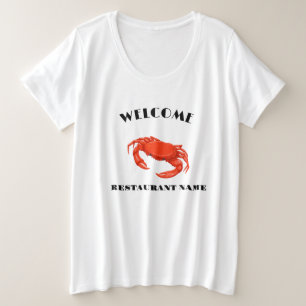 Modern seafood welcome red Crab custom name Plus Size T-Shirt