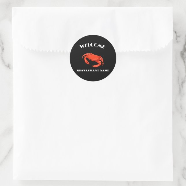 Modern seafood welcome red Crab custom Personalise Classic Round Sticker (Bag)