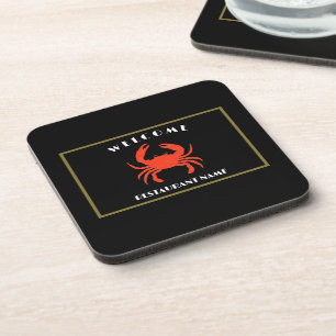 Modern seafood welcome red Crab custom Personalise Coaster