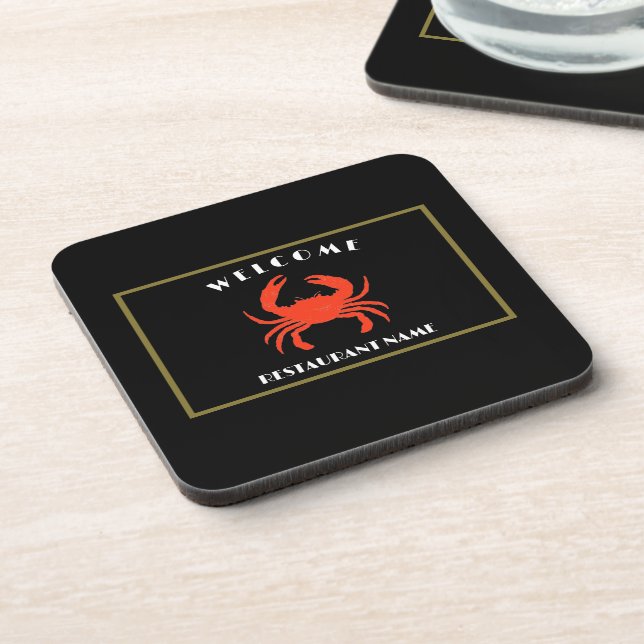 Modern seafood welcome red Crab custom Personalise Coaster (Left Side)
