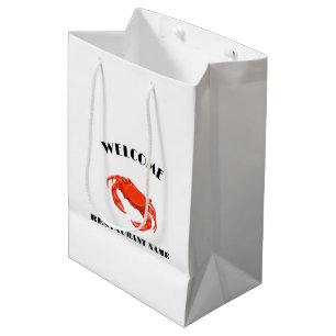 Modern seafood welcome red Crab custom Personalize Medium Gift Bag
