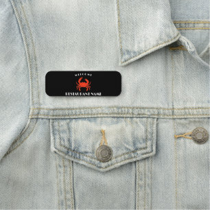 Modern seafood welcome red Crab custom Personalize Name Tag