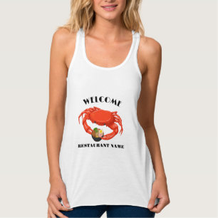 Modern seafood welcome red Crab ramen logo name Singlet
