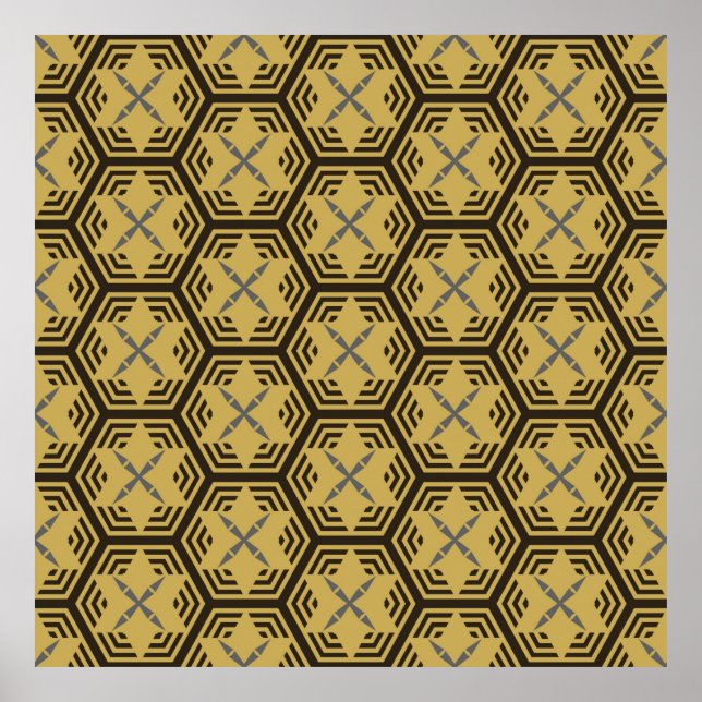 Modern seamless pattern,  gold colour. Geometric B Poster (Front)
