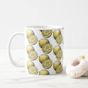 Modern Seamless Pattern Watercolor Yellow Lemon Coffee Mug
