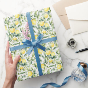 Modern Seamless Pattern Watercolor Yellow Lemon Wrapping Paper