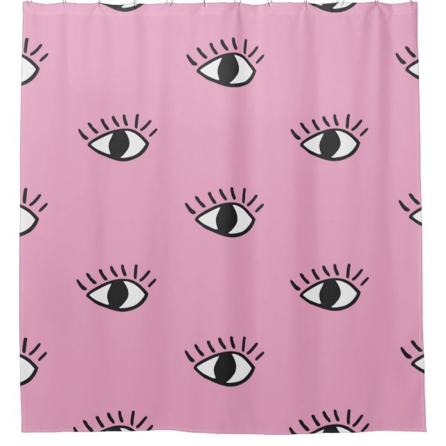 Modern seamless pattern with hand drawn eyes on pi shower curtain (Front)
