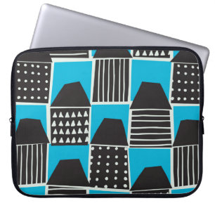 Modern seamless pattern with houses in black and b laptop sleeve