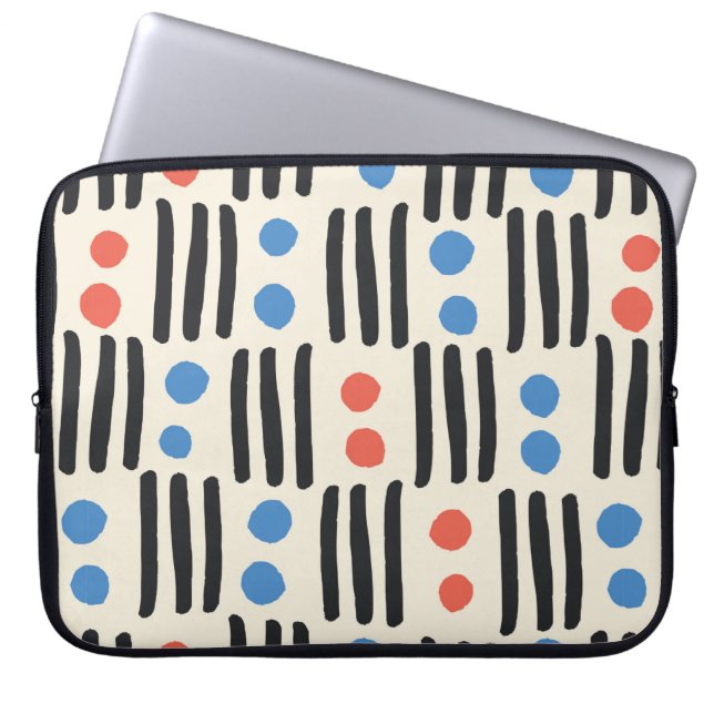 Modern seamless pattern with stripes and dots in b laptop sleeve (Front)