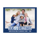 Modern Seas and Greetings Family Photo Blue