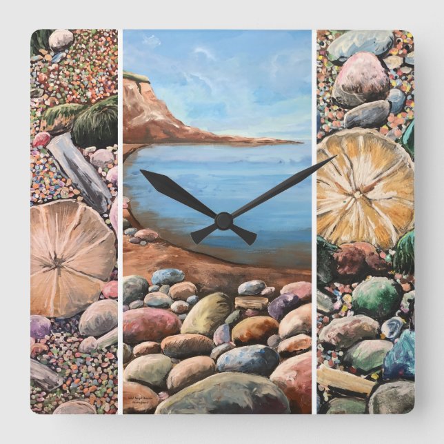 MODERN SEASCAPE ART  SQUARE WALL CLOCK (Front)