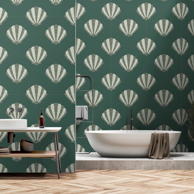 Modern Seashell Wallpaper (Bathroom)