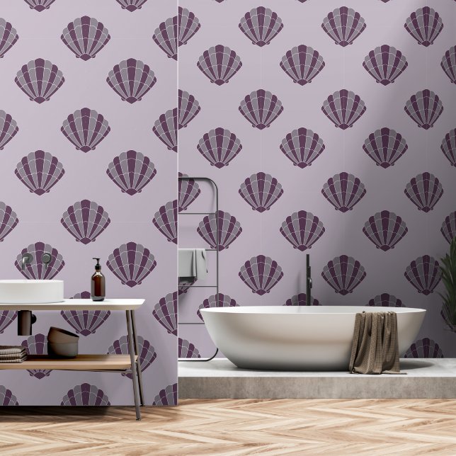 Modern Seashell Wallpaper (Bathroom)