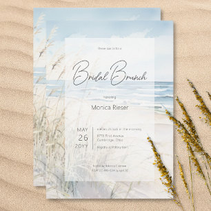 Modern Seaside Watercolor Beach Bridal Brunch Invitation