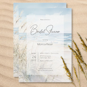 Modern Seaside Watercolor Beach Bridal Shower Invitation
