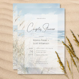 Modern Seaside Watercolor Beach Couples Shower Invitation